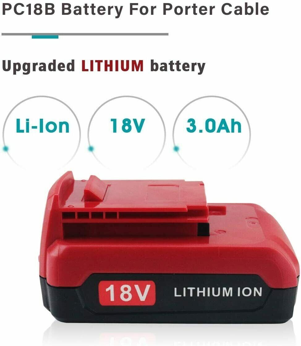 18V Battery for Porter Cable PC186CS PCC489N PC18BL PC18BLEX 18V Battery for Porter Cable PC186CS PCC489N PC18BL PC18BLEX